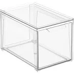 mDesign Plastic Stackable Bathroom Storage Organizer with Drawer, 4 Pack, Clear - Clear