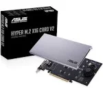 ASUS Hyper M.2 X16 PCIe 3.0 X4 Expansion Card V2 Supports 4 NVMe M.2 (2242/2260/2280/22110) Upto 128 Gbps for Intel VROC and AMD Ryzen Threadripper NVMe Raid