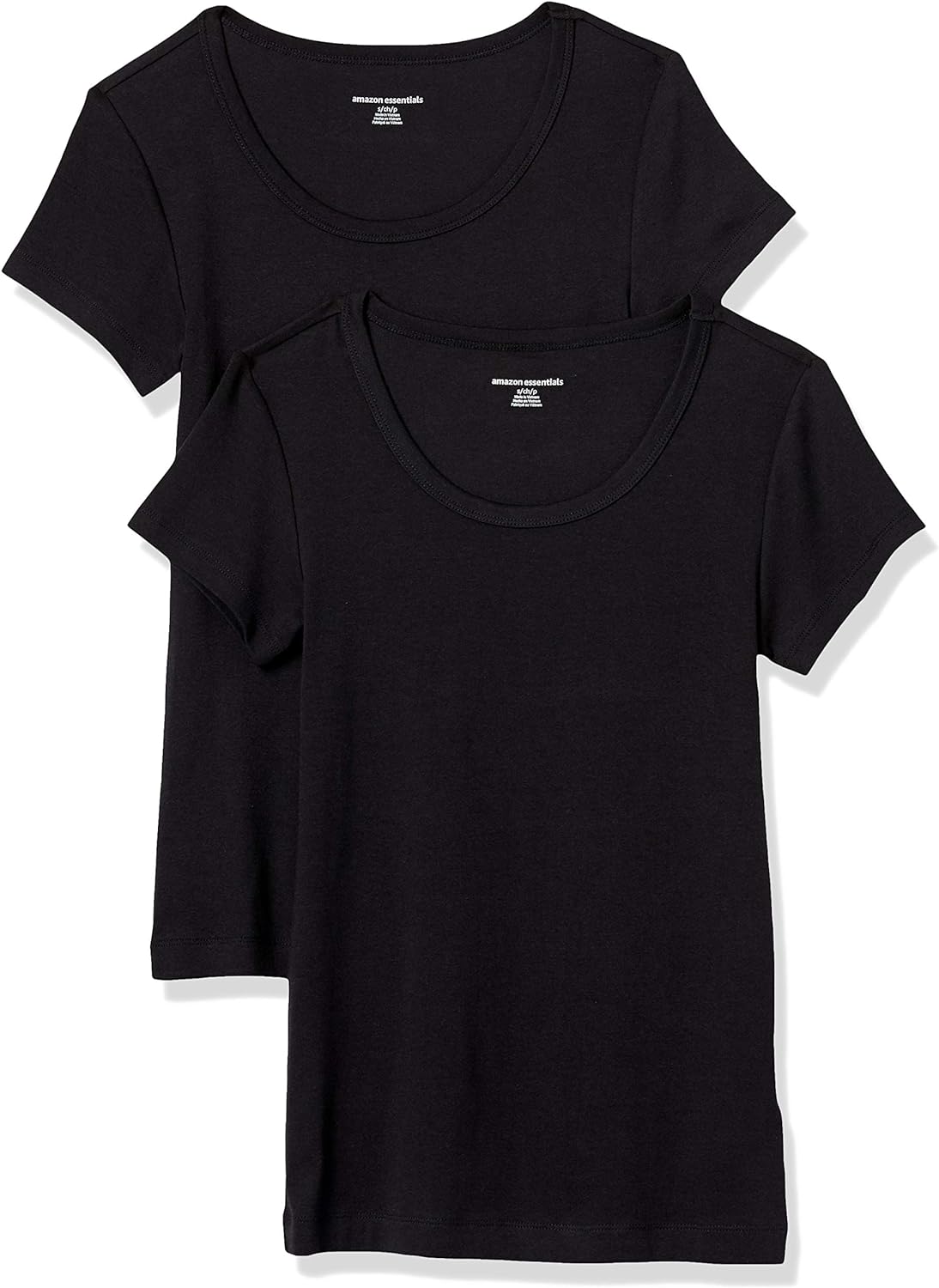 Amazon Essentials Women&#x27;s Slim-Fit Cap-Sleeve Scoop Neck T-Shirt, Pack of 2 New