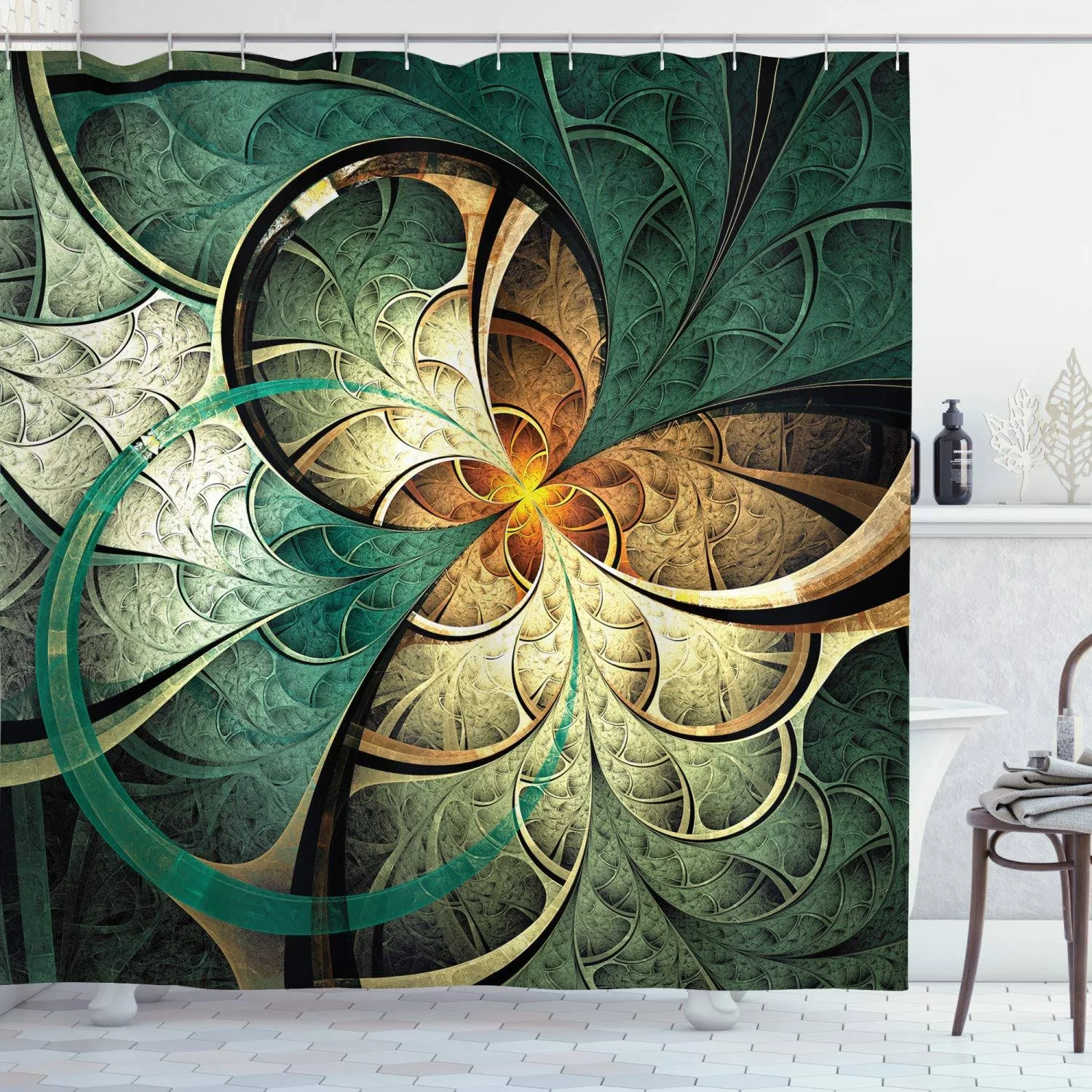 Ambesonne Fractal Shower Curtain, Computer Art Featured Surreal Flowers Dreamy ...