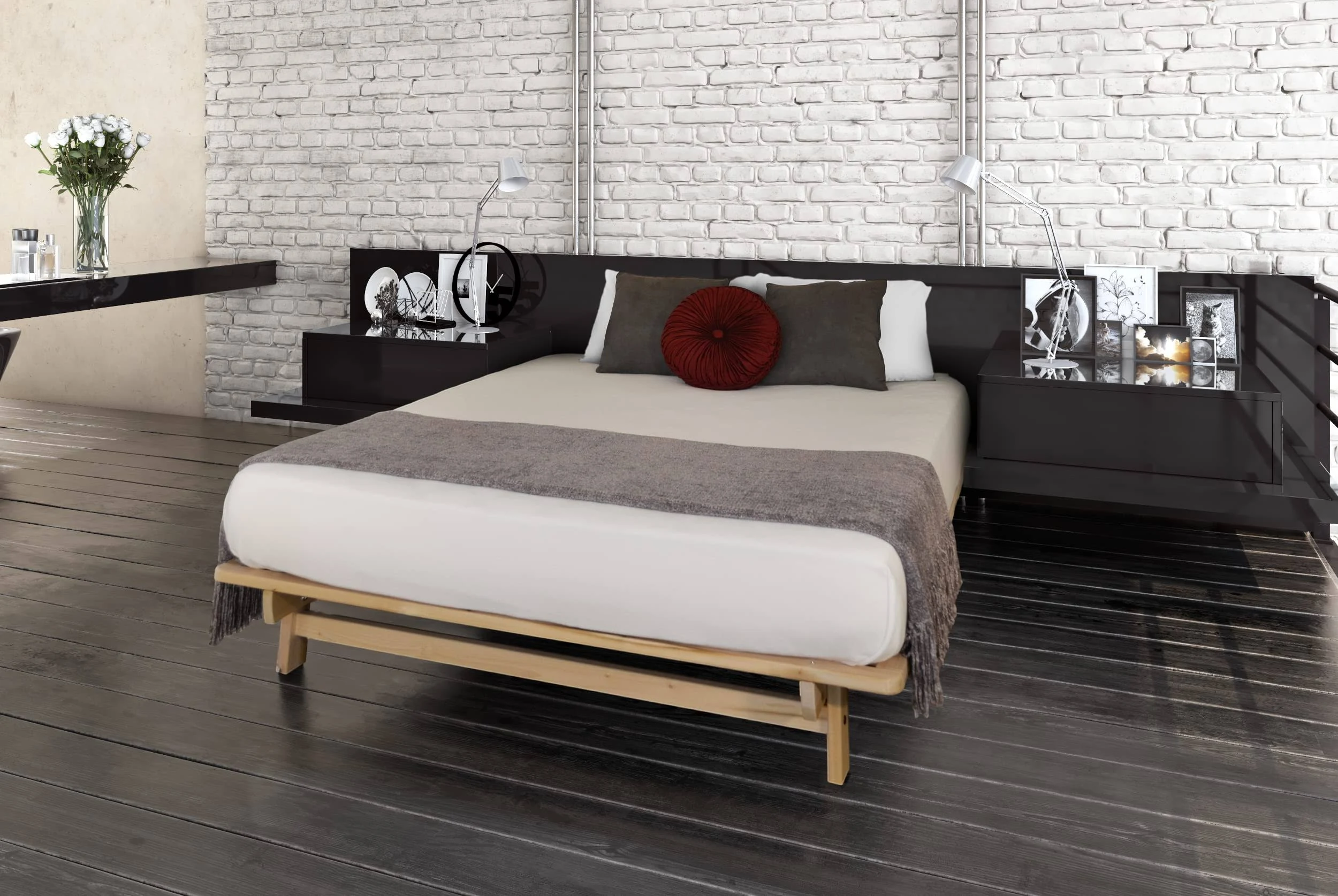 KD Frames Ekko Platform Bed - Full Bed Frame - Unfinished Wood Bed Frame - Natural, Minimalist Bed - Floating Bed Design - Easy Assembly, No Box Spring Needed - Solid Wood Full Platform Bed