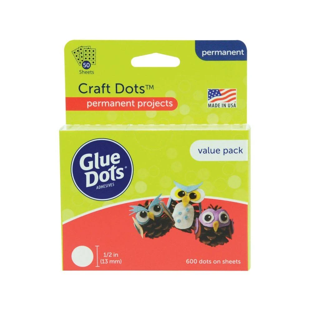 Glue Dots 08961  .5&#034; Craft Dot Sheets Value Pack-600 Clear Dots