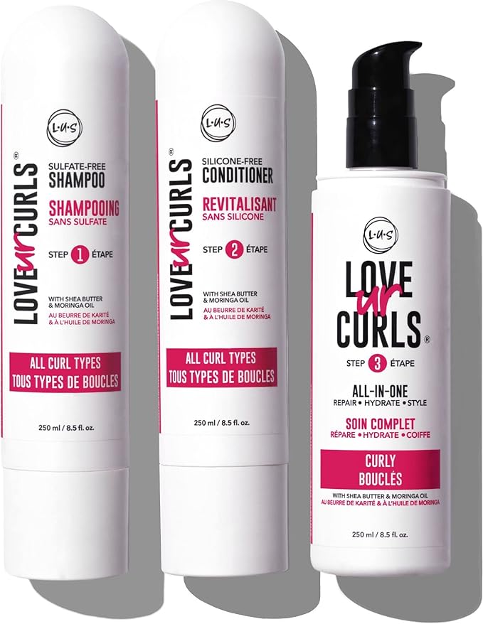 Love Ur Curls - LUS Shampoo & Conditioner Set with All in One Curl Cream Styler for Kinky & Coily Hair, 3 Step System to Repair and Moisturizing