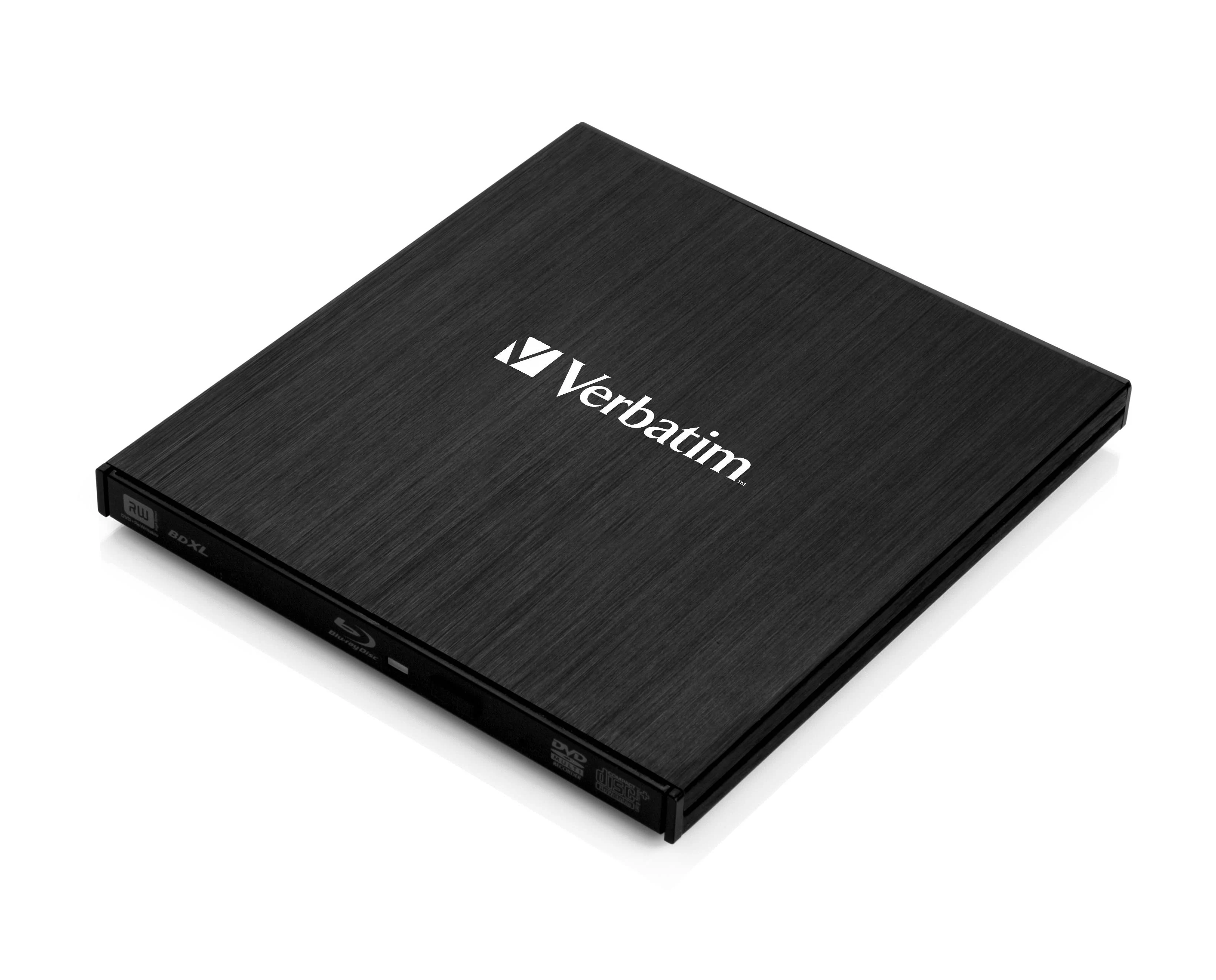 Verbatim External Slimline CD DVD Blu-Ray Writer USB 3.2 Gen 1 Drive M-Disc Ready Compatible with Windows 8/10/11 Mac OS X 10.6 or Higher Blu-ray Burner with Free 25GB Blu-ray disc