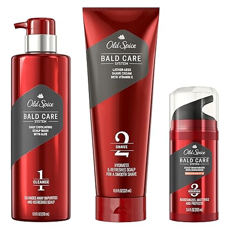 Old Spice Bald Care System with Exfoliating Scalp Wash, Shave Cream with Vitamin E and Scalp Moisturizer with Sunscreen