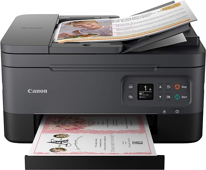 Canon TR7020 All-in-One Wireless Printer for Home Use,Black, Compact (4460C002)