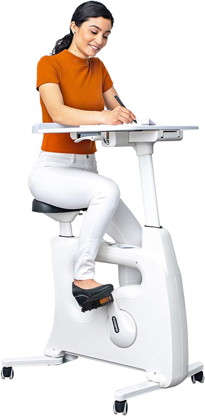 FlexiSpot Desk Bike Chair Home Office Workstation Standing up Exercise Bike Indoor Height Adjustable Desk Cycle