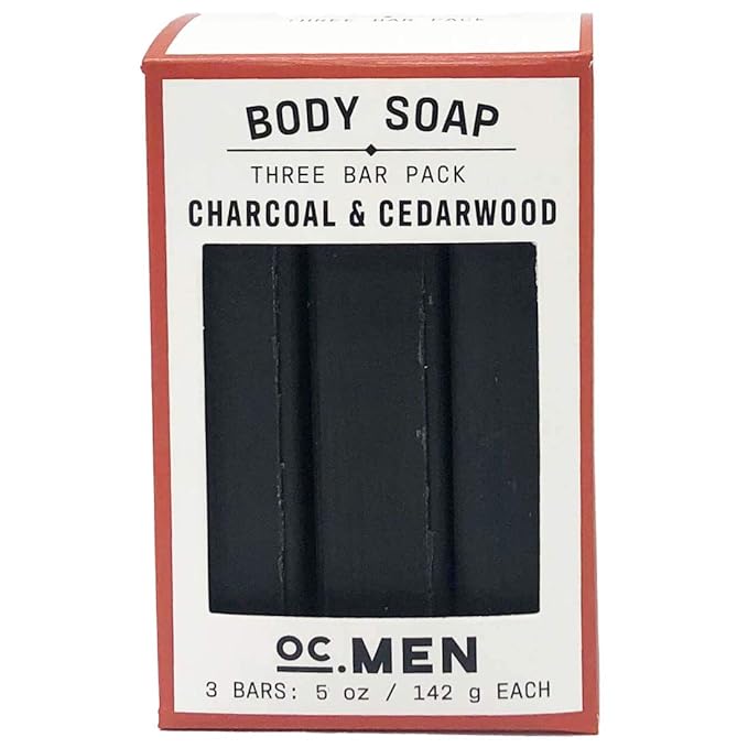 Olivia Care Activated Charcoal Cedarwood Bar Soap 3 Pack Set 100% Natural & Organic – For Face & Body - Deep Clean, Exfoliate, Moisturize & Hydrate - Amazing Masculine Fragrance - 3 X 5 OZ