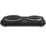 Elite Gourmet Countertop Double Cast Iron Burner 1500 Watts Electric Hot Plate