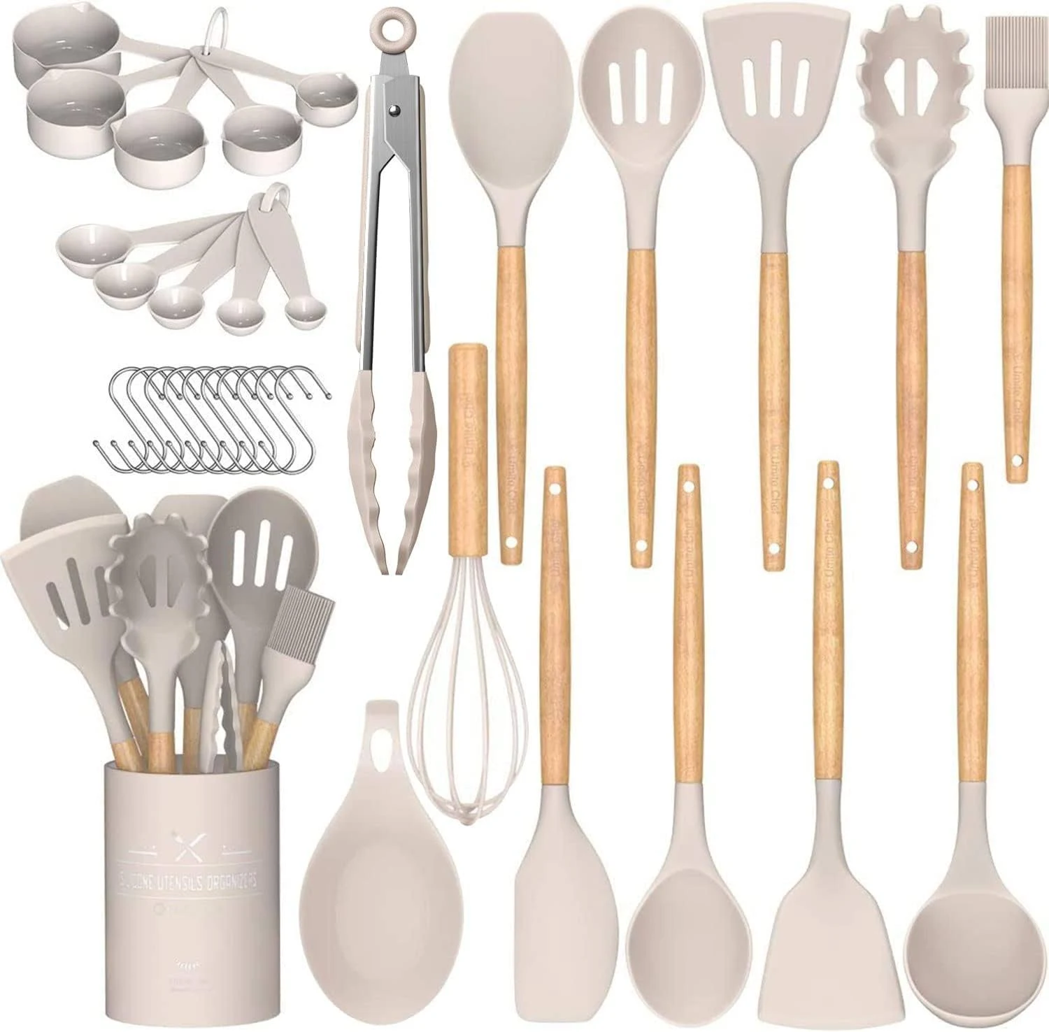 33 pcs Non-Stick Silicone Cooking Kitchen Utensils Spatula Set with Holder