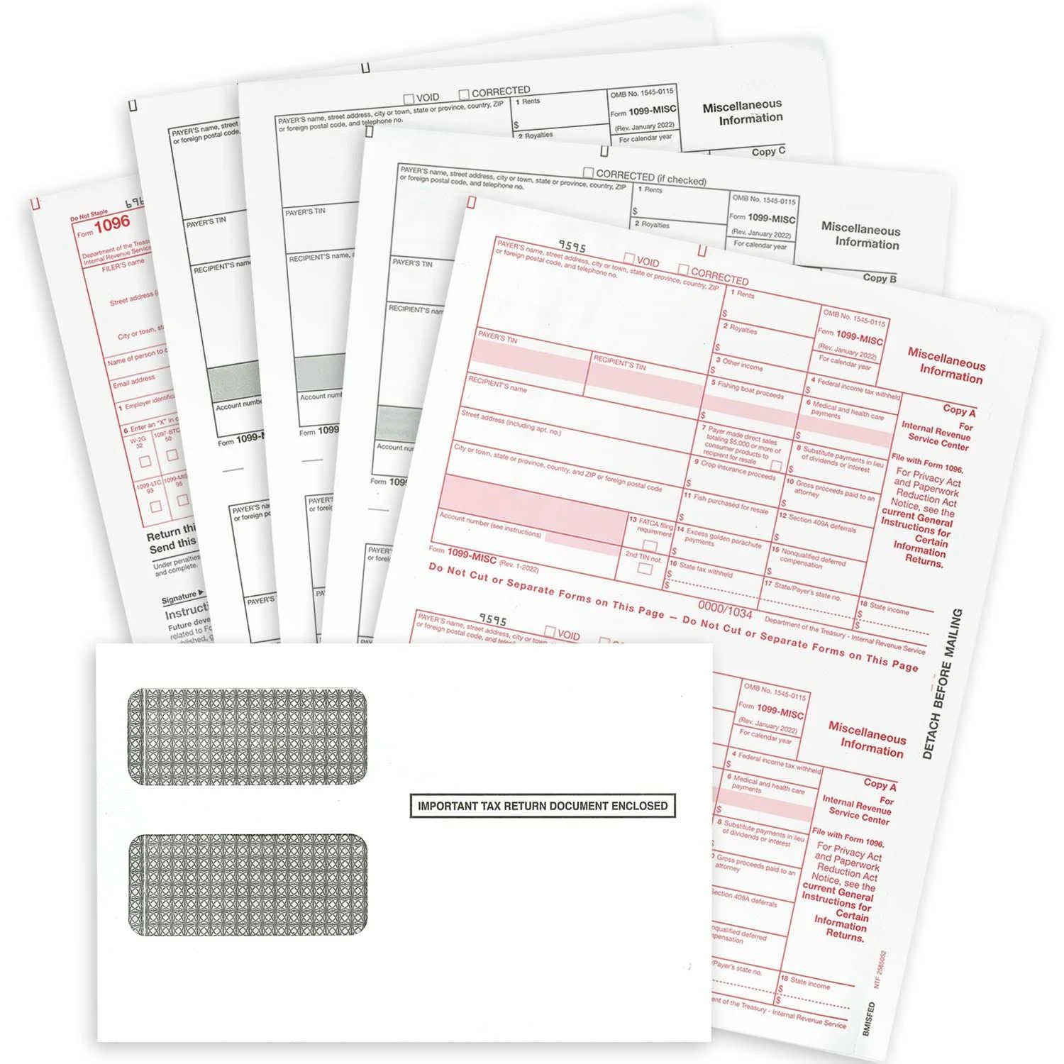 NextDayLabels 1099 MISC Forms for 2024, 4-Part Tax Forms, Vendor Kit of 25 Laser Forms and 25 Self-Seal Envelopes, Forms Designed for QuickBooks and Other Accounting Software