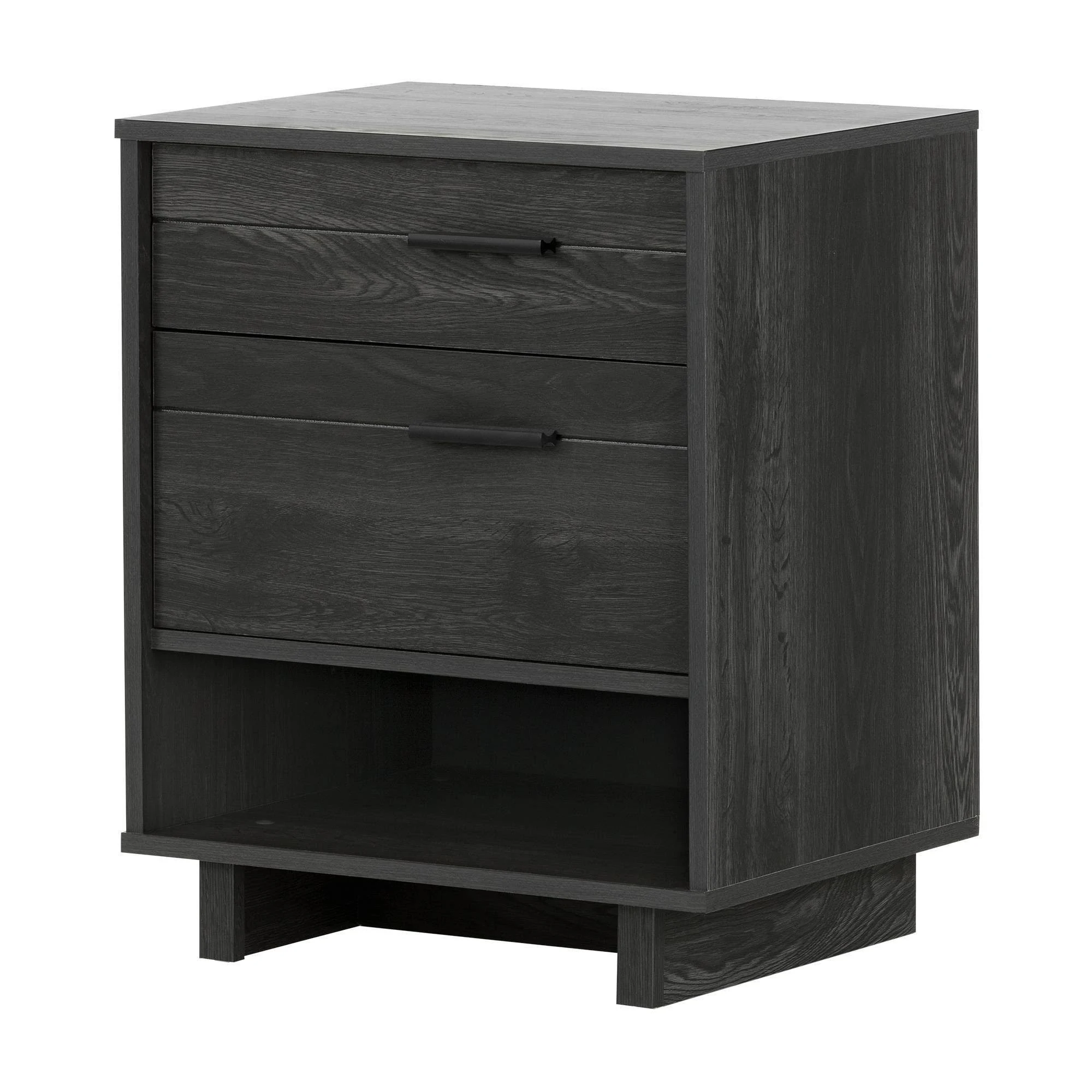 South Shore Fynn Nightstand with Cord Catcher, Gray Oak, 22.25 in x 16.5 in x 24.75 in (D x W x H)