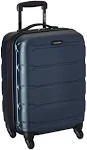 Samsonite Omni PC Hardside Expandable Luggage with Spinner Wheels, Navy, Checked-Medium 24-Inch