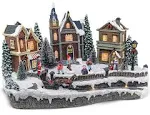 Skating Christmas Village Animated Pre Lit Musical Winter Snow Village with 4 ...