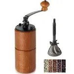 Akirakoki Manual Coffee Bean Grinder Wooden Mill with Cast Iron Burr, Large Capacity Hand Crank, Portable Travel Camping Adjustable (Brown Wood)