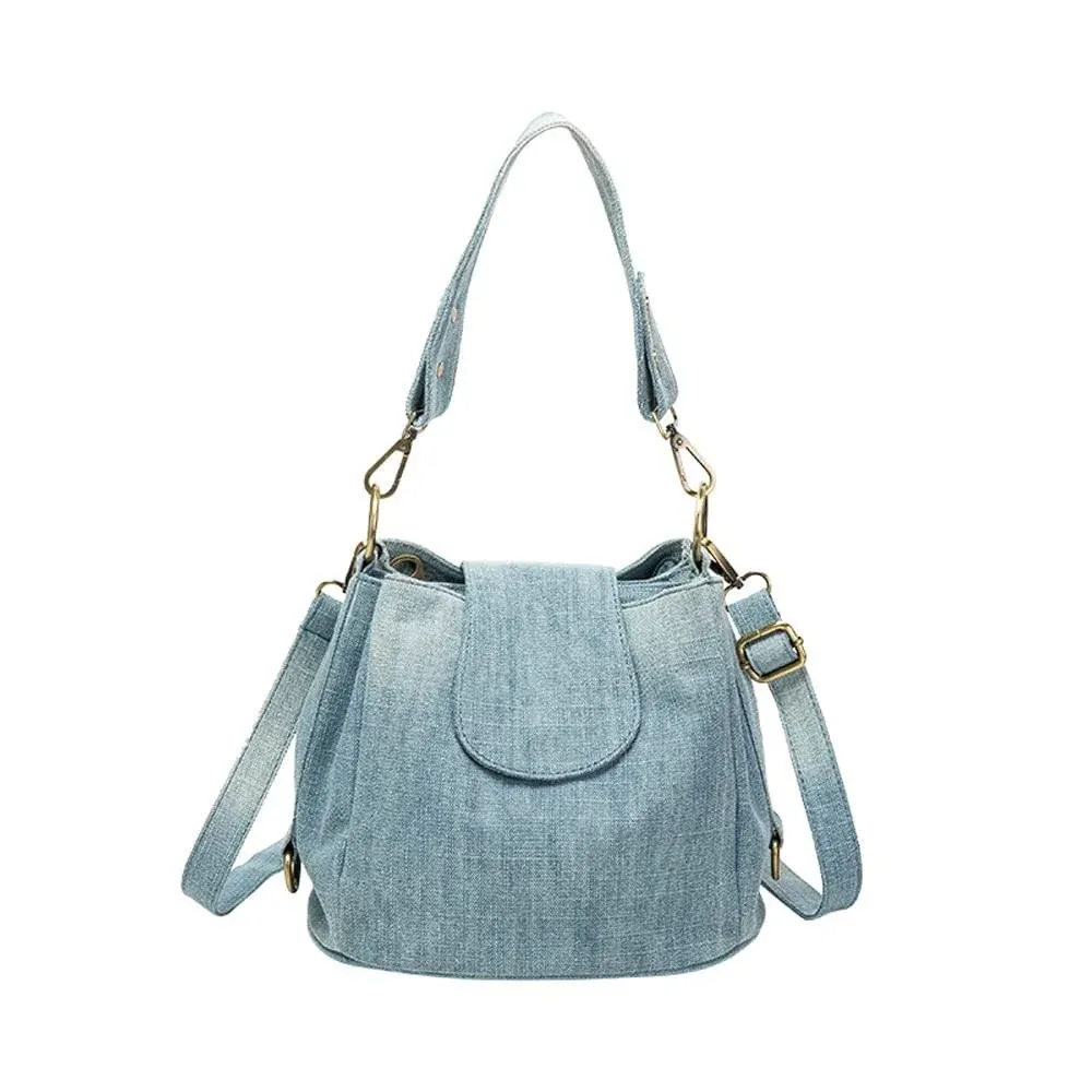 Casual Denim Bucket Shoulder Handbag Women Crossbody Bags Large Capacity Female Tote Vintage Canvas Purse Bag