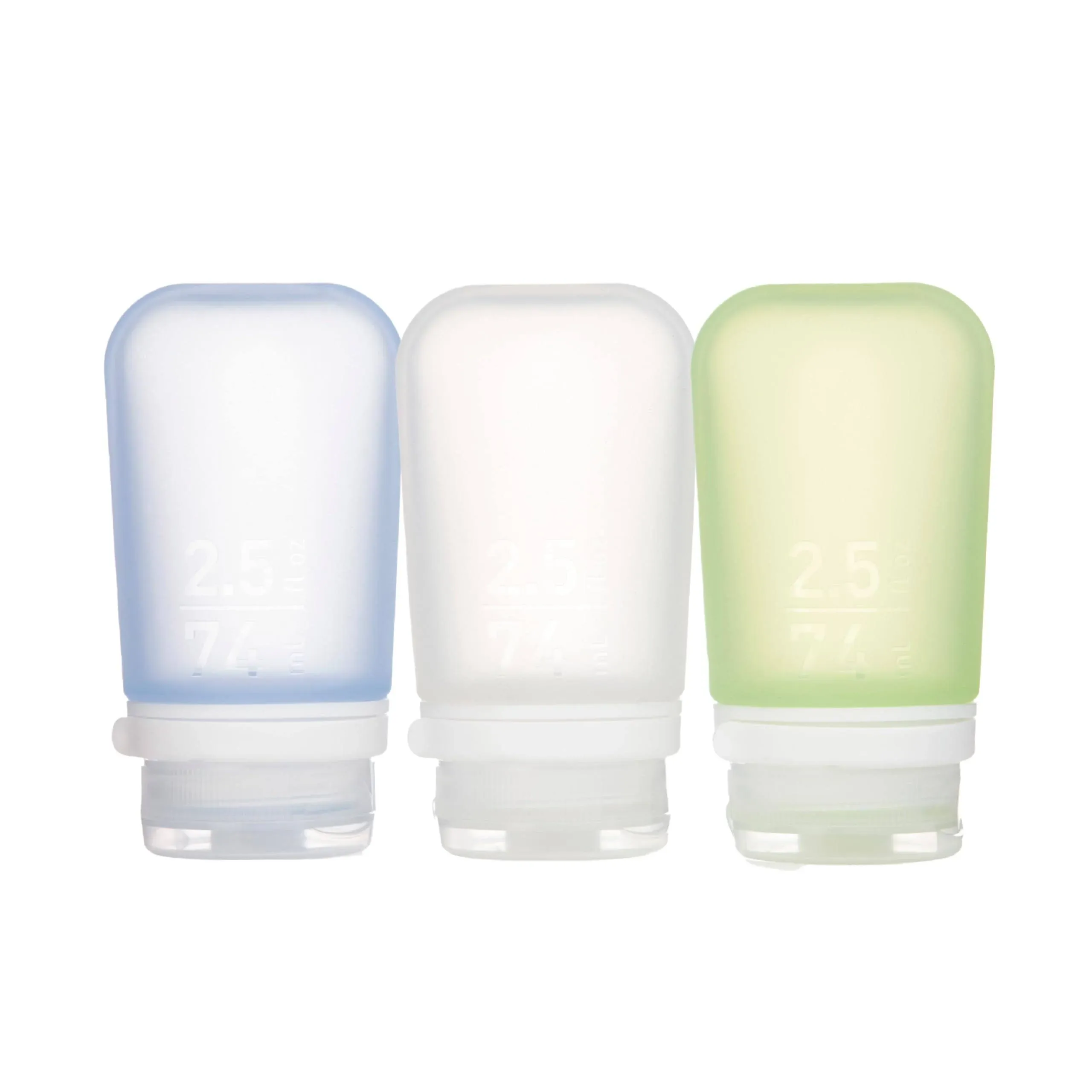 Humangear GoToob+ 2.5 oz - 3 Pack Clear/Green/Blue