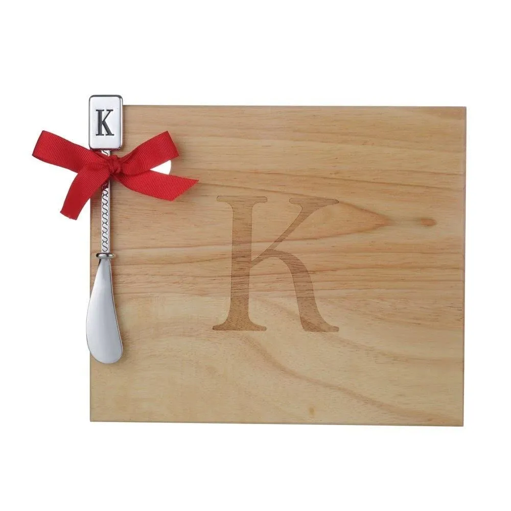 Miicol Wood Charcuterie Board, Monogram Cheese Board 10 Inch, Personalized Initial Cutting Board with Spreader, Unique Housewarming Gift, Ideal for Kitchen, Home, Letter K