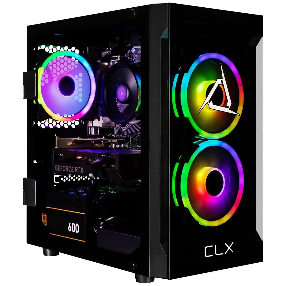 CLX - Set Gaming Desktop - AMD Ryzen 7 5700x - 16GB DDR4 3600 Memory - GeForce RTX 4060 - 1TB NVMe M.2 SSD + 2TB HDD - Black