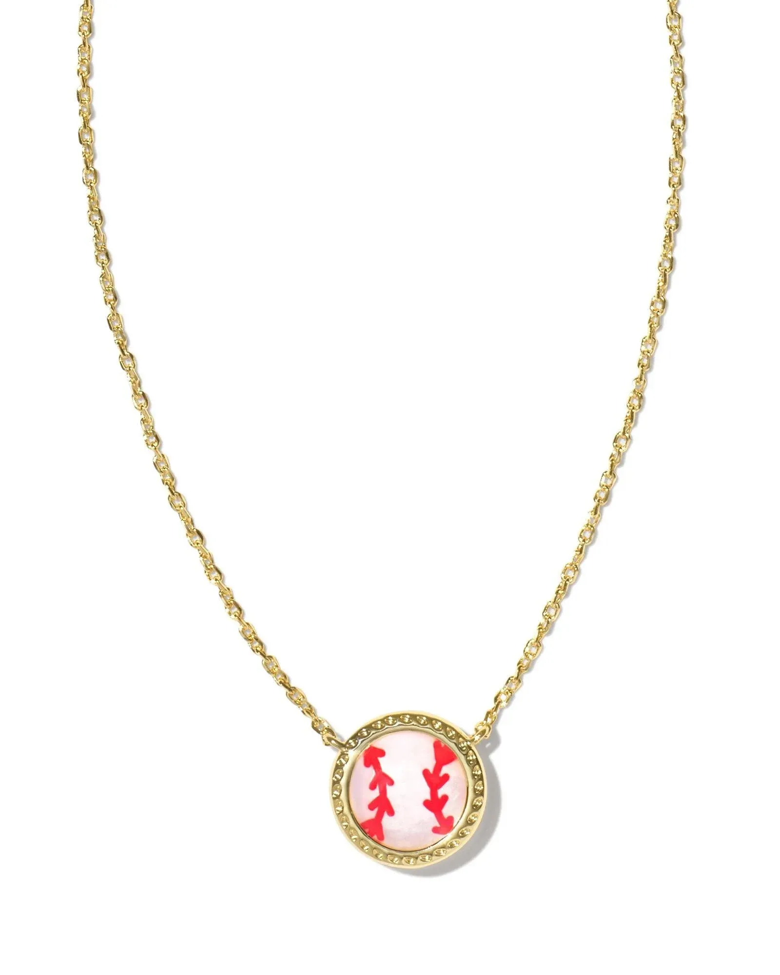 Kendra Scott Baseball Short Pendant Necklace - Silver Ivory Mother of Pearl