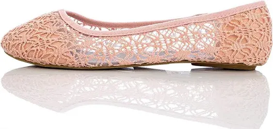 Charles Albert Women&#039;s Breathable Crochet Lace Ballet Flat 