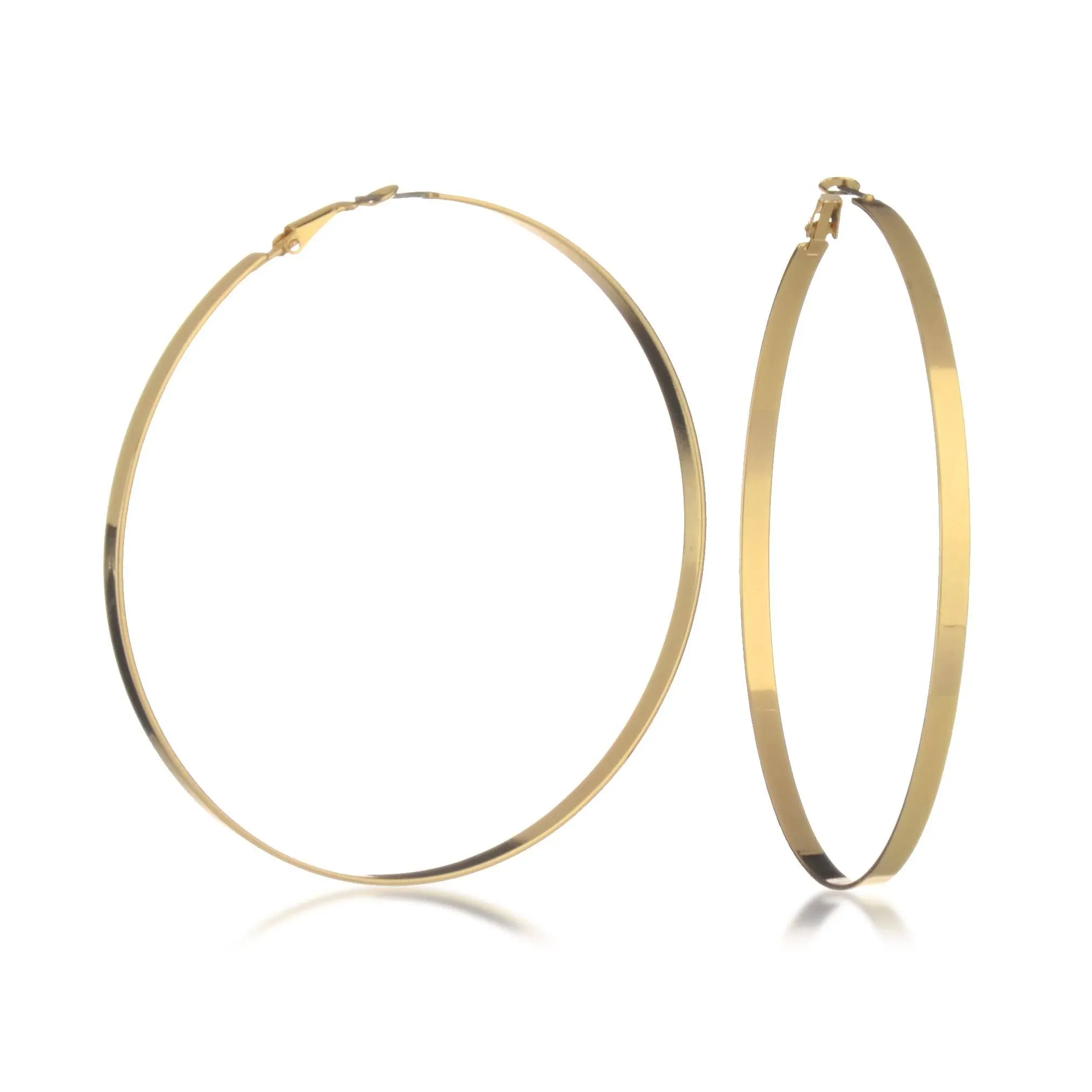 3-3/4" Flat-edge Hoop Earrings In Silver