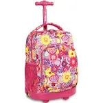 J World Sunny 17" Rolling Backpack - Pink Poppy Pansy