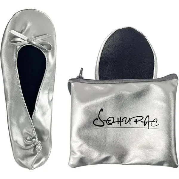 Women's Foldable Flats, Portable Ballet Flat Roll Up Slipper Shoes with Travel Pouch Bag for Ballerina Wedding