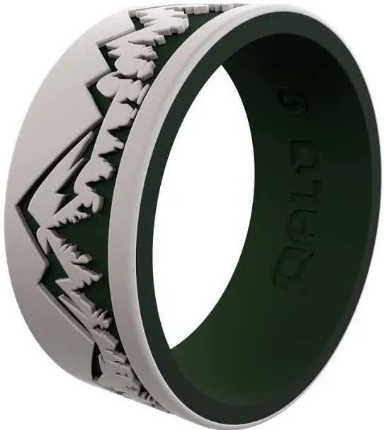 Men's Ridgeline Silicone Ring in Grey/Forest Green Size 11