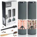 Electric Salt and Pepper Grinder Set, Rechargeable (No Battery Needed) Automatic Salt and Pepper Grinder Set with LED Light, Adjustable Coarseness, and Ergonomic One-Handed Operation (Space Gray)