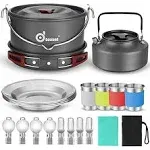 Odoland 22pcs Camping Cookware Mess Kit