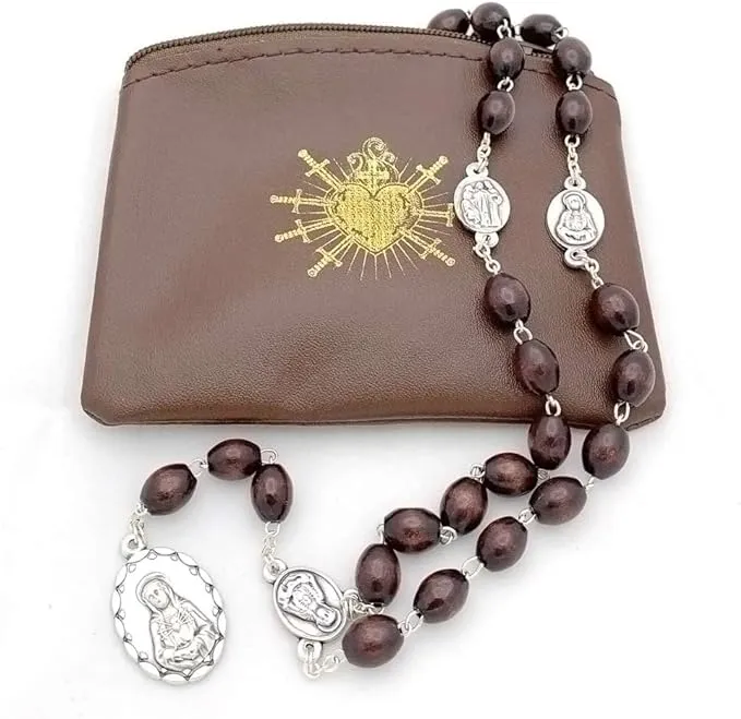 Seven Sorrows of Mary Wooden Beads Rosary Chaplet