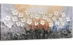 Yihui Arts Flower Canvas Wall Art with 3D Hand Painted Textured Modern Large Oil Painting Contemprary Aesthetic Floral Pictures for Living Room