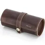 Classic Leather 3-Watch Roll Organizer - Removable Pillows, Durable Construction