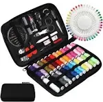 JUNING Sewing Kit with Case 130 Pcs Sewing Supplies for Home Travel and Emergency Kids Machine Contains 24 Spools of Thread of 100m Mending and Sewing