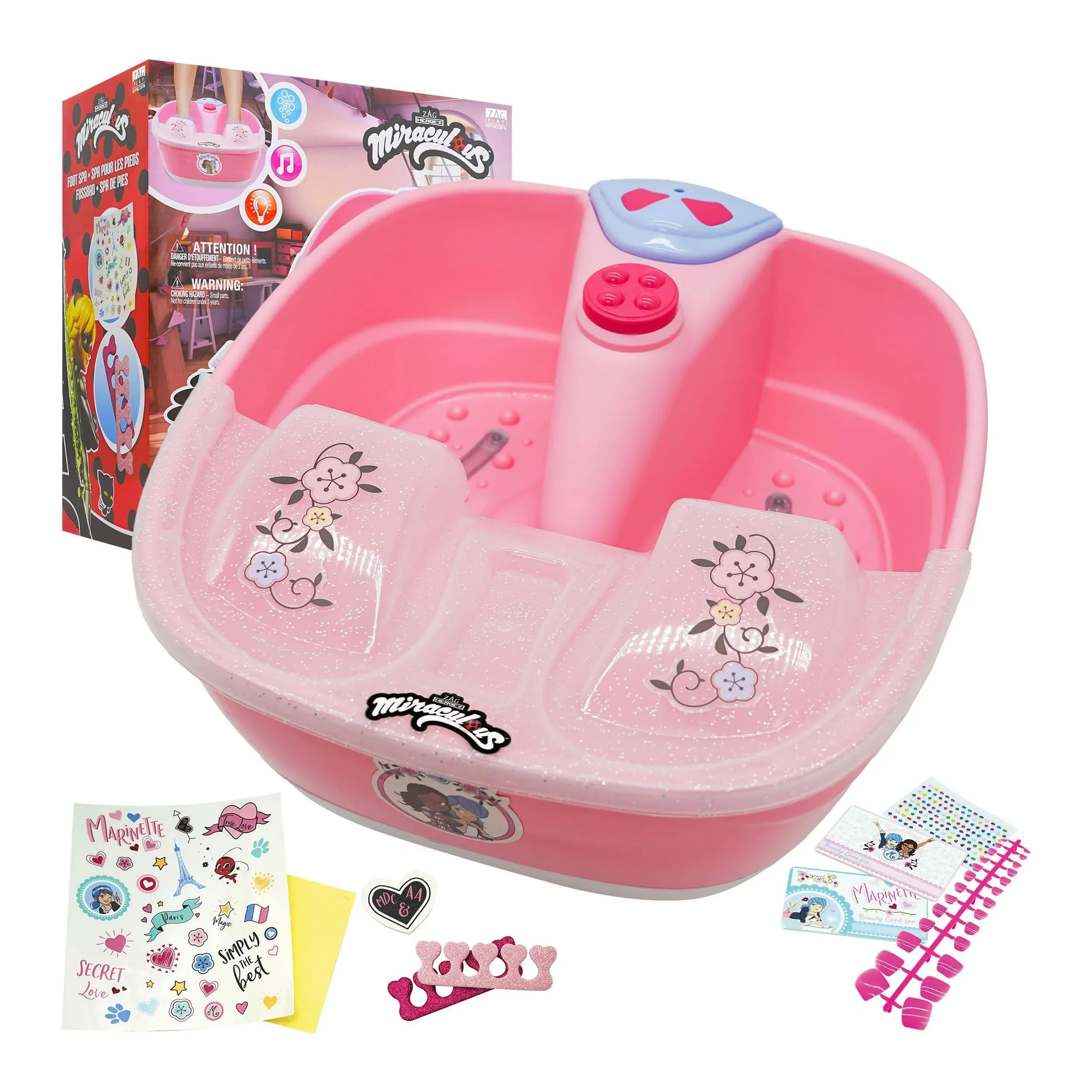 Miraculous Ladybug - Marinette&#039;s Foot Spa Set for Kids with Real Bubbles Mass...