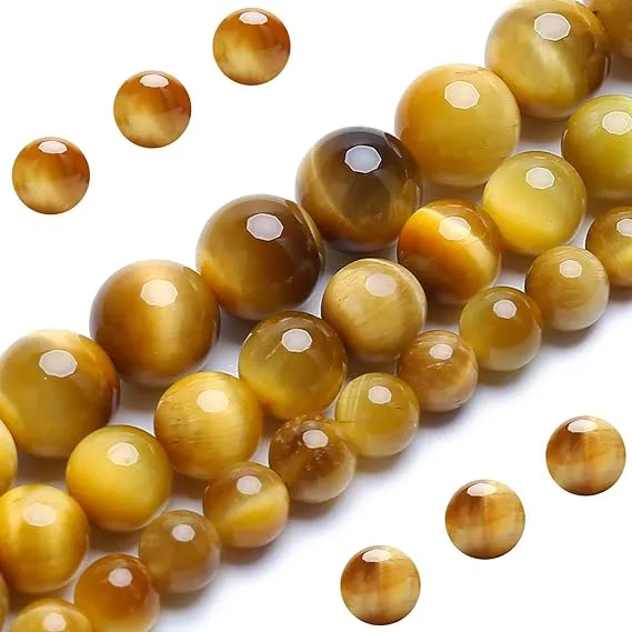 Natural Honey Gold Tiger Eye Beads, Grade AAA Gemstone Round Loose Beads 8mm 100pcs Bulk Lot Options, Semi Precious Stone Beads for Jewelry Making