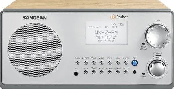 HDR-18 HD Radio/Fm-Stere<wbr/>o/Am Wooden Cabinet Table Top Radio Silver