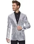 Suitmeister Men's Sequins Silver Blazer, Large