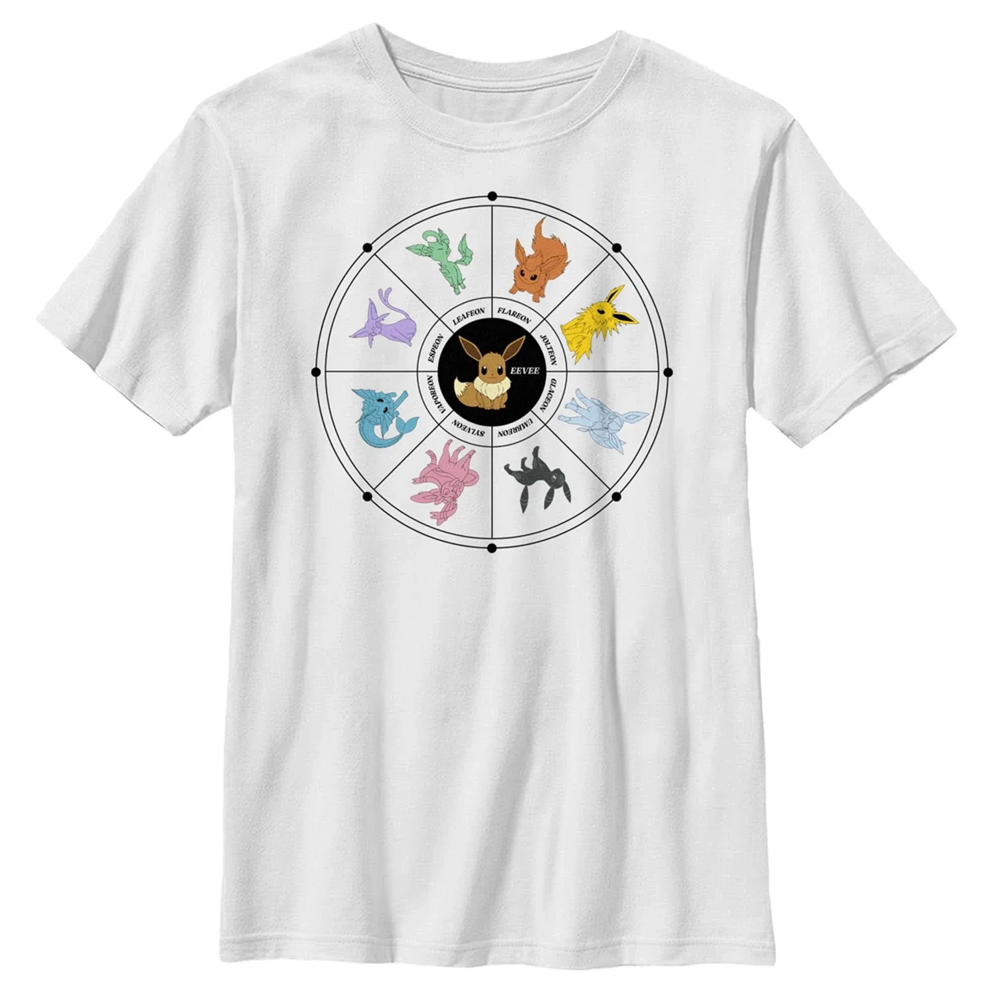 Boy's Pokemon Evolutions Wheel Graphic Tee White Medium