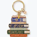 RIFLE PAPER CO. Book Club Enamel Keychain - 1" Brass Keyring Charm, Polished Enamel with a Glossy Finish, 2.4" L x 1.75" W, Perfect for Any Book Lover's Keys