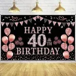 Trgowaul 40th Birthday Decorations Banner for Women