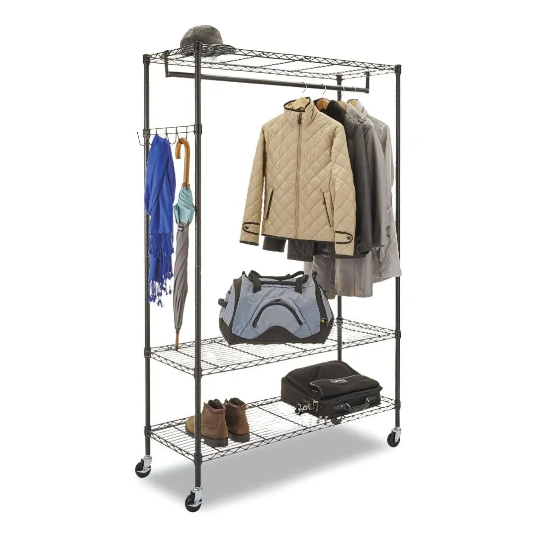 Alera Wire Shelving Garment Rack Coat Rack Stand Alone Rack Silver