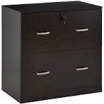 Vinsetto 2 Drawer File Cabinet with Lock Vertical Storage Filing Cabinet with Hanging Bar for A4 Size Home Office Espresso