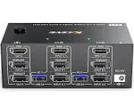 KVM Switch 3 Monitors 2 Computers 8K@60Hz 4K@144Hz, ANGEET HDMI and Displayport KVM Switch Triple Monitor for 2 Computer Share 3 Monitor and 4 USB3.0 Devices, with Wired Remote and Power Adapter