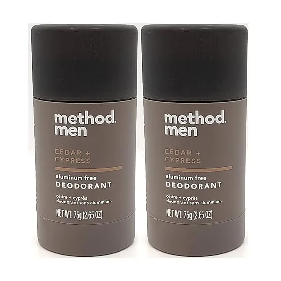 Method Men Aluminum Free Deodorant, Cedar & Cypress, 2.65 OZ. (2 Pack)