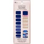 Dashing Diva Gloss Nail Strips - Blue Vixon | UV Free, Chip Resistant, Long Lasting Gel Nail Stickers | Contains 32 Nail Wraps, 1 Prep Pad, 1 Nail File