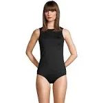 Lands' End Women's D-Cup Chlorine Resistant High Neck UPF 50 Modest Tankini Swimsuit Top - 18 - Black