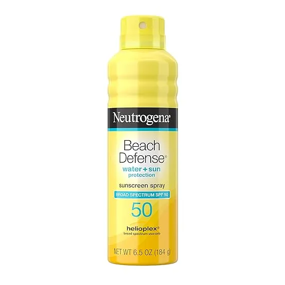 Neutrogena Beach Defense Body Spray Sunscreen with Broad Spectrum SPF 50, Shields Against UVA and UVB Rays, Water Resistant and Oil Free Sun Protection, Oxybenzone Free and Fast Drying, 6.5 OZ