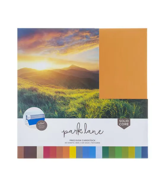 Park Lane Cardstock 12x12 Variety Pack, 60 Sheets | 80lb Premium Textured Scrapbook Paper, Solid Core | Acid Free Double Sided Card Stock for Paper C